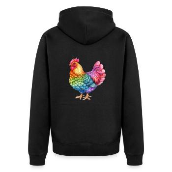 Colorful Chicken Rainbow - Colorful Chicken Life - Unisex Premium Organic Zip Hoodie - black - Back - Nico (187cm)