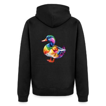 Canard coloré Illustration Nature Art Design - Veste à capuche bio Premium Unisexe - noir - Dos - Nico (187cm)