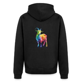 Colorful Goat Abstract Art for Animal Lovers - Unisex Premium Organic Zip Hoodie - black - Back - Nico (187cm)