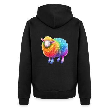 Regenbogenschaf Farmtier für Tierliebhaber - Unisex Premium Bio Zip Hoodie - Schwarz - Hinten - Nico (187cm)