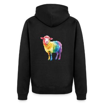 Hirten Schaf Bauernhof Tier Regenbogen Schaf - Unisex Premium Bio Zip Hoodie - Schwarz - Hinten - Nico (187cm)