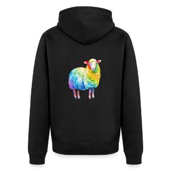 Buntes Schaf - Rainbow Sheep Farm Animal Farmer - Unisex Premium Bio Zip Hoodie - Schwarz - Hinten - Nico (187cm)