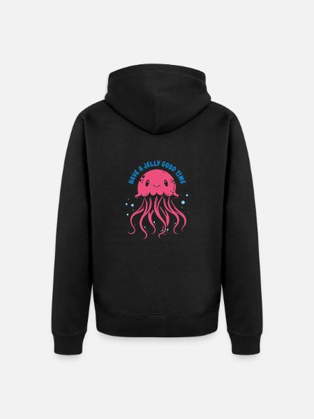 Have a jelly good time - Jellyfish with tentacles - Unisex Premium Organic Zip Hoodie - black