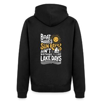 bateau, vagues, rayons de soleil, jours en mer, été, - Veste à capuche bio Premium Unisexe - noir - Dos - Nico (187cm)