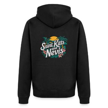 Saint Kitts And Nevis Souvenir Tropisches Paradies - Unisex Premium Bio Zip Hoodie - Schwarz - Hinten - Nico (187cm)