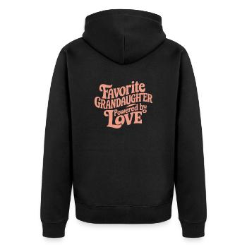 Favorite granddaughter driven by love - Unisex Premium Organic Zip Hoodie - black - Back - Nico (187cm)