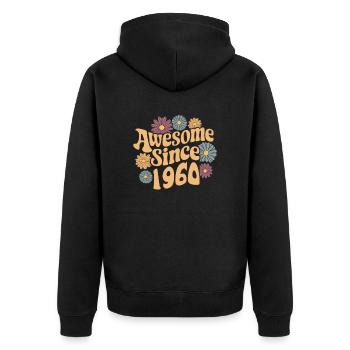 Awesome Since 1960 Retro Blumen Geburtstag - Unisex Premium Bio Zip Hoodie - Schwarz - Hinten - Nico (187cm)