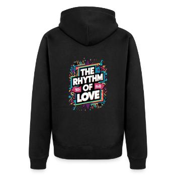 The Rhythm of Love 90s R&B - Unisex Premium Organic Zip Hoodie - black - Back - Nico (187cm)