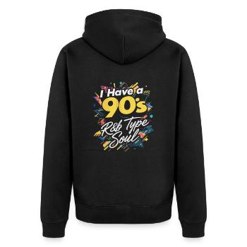 Ich Habe Eine 90s R&B Type Soul - Unisex Premium Bio Zip Hoodie - Schwarz - Hinten - Nico (187cm)