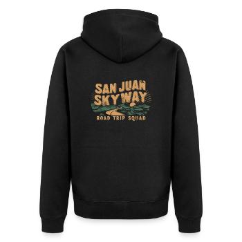 San Juan Skyway Road Trip Squad Adventure - Unisex Premium Organic Zip Hoodie - black - Back - Nico (187cm)