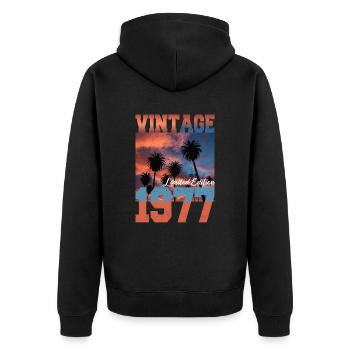 1977 Vintage Edition Limitée Palmiers Né en 1977 - Veste à capuche bio Premium Unisexe - noir - Dos - Nico (187cm)