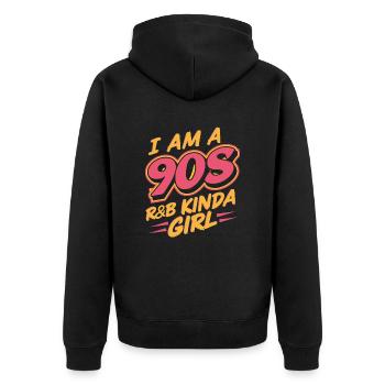 Ich Bin Ein 90s R&B Girl - Unisex Premium Bio Zip Hoodie - Schwarz - Hinten - Nico (187cm)