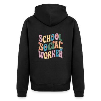 Schulsozialarbeiter Blumen Design - Unisex Premium Bio Zip Hoodie - Schwarz - Hinten - Nico (187cm)