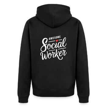 Awesome Social Worker Social Work Heart - Unisex Premium Organic Zip Hoodie - black - Back - Nico (187cm)
