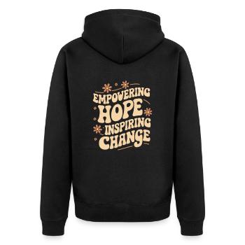 Empowering Hope Inspiring Change Social Work - Unisex Premium Organic Zip Hoodie - black - Back - Nico (187cm)