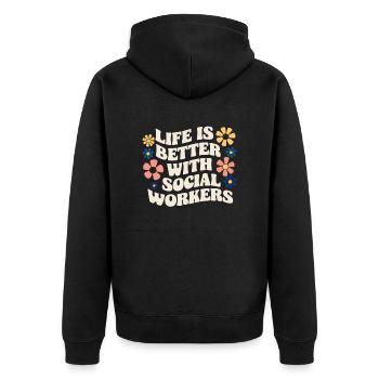 La vie est meilleure avec les travailleurs sociaux - Veste à capuche bio Premium Unisexe - noir - Dos - Nico (187cm)