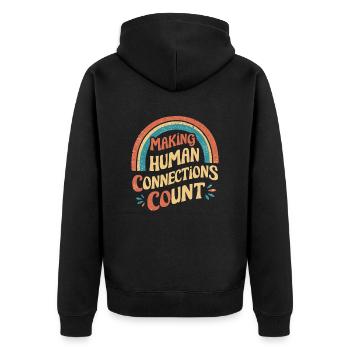 Soziale Arbeit: Menschliche Verbindungen Zählen - Unisex Premium Bio Zip Hoodie - Schwarz - Hinten - Nico (187cm)