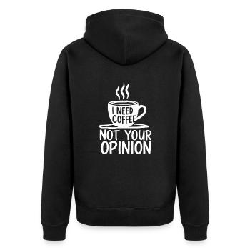 Barista: Ich Brauche Kaffee, Nicht Deine Meinung - Unisex Premium Bio Zip Hoodie - Schwarz - Hinten - Nico (187cm)