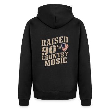 Raised 90's Country Music Lover - Unisex Premium Organic Zip Hoodie - black - Back - Nico (187cm)