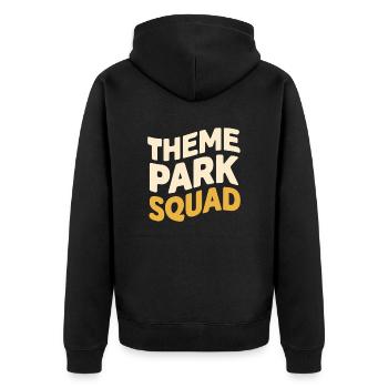 Theme Park Squad Lustiges Teamshirt - Unisex Premium Bio Zip Hoodie - Schwarz - Hinten - Nico (187cm)