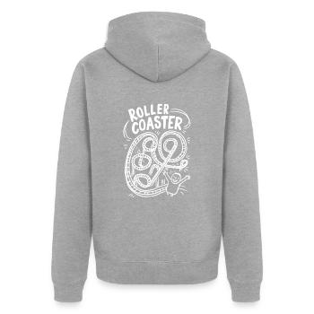 Roller Coaster Fahrer Spaßige Fahrt - Unisex Premium Bio Zip Hoodie - Grau meliert - Hinten - Nico (187cm)