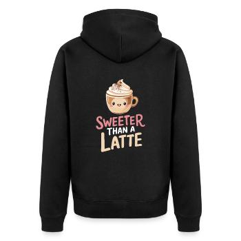 Süßer Als Ein Latte Barista Motiv - Unisex Premium Bio Zip Hoodie - Schwarz - Hinten - Nico (187cm)