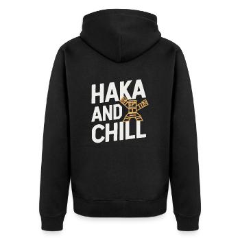 Haka Et Chill Nouvelle-Zélande Souvenir - Veste à capuche bio Premium Unisexe - noir - Dos - Nico (187cm)