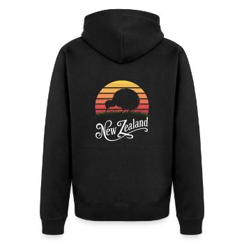 Conception souvenir de silhouette de kiwi de Nouvelle-Zélande - Veste à capuche bio Premium Unisexe - noir - Dos - Nico (187cm)