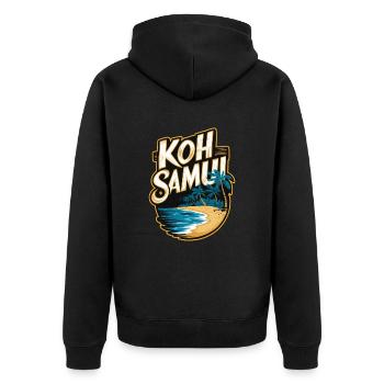 Koh Samui souvenir beach and palm trees - Unisex Premium Organic Zip Hoodie - black - Back - Nico (187cm)
