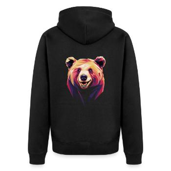 Colorful Polygonal Bear Head Artwork - Unisex Premium Organic Zip Hoodie - black - Back - Nico (187cm)