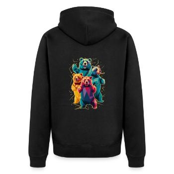 Famille d’ours Low Poly colorés - Veste à capuche bio Premium Unisexe - noir - Dos - Nico (187cm)