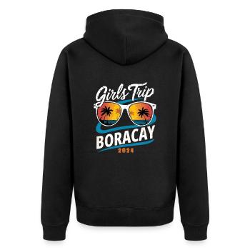 Girls Trip Boracay 2024 - Unisex Premium Bio Zip Hoodie - Schwarz - Hinten - Nico (187cm)