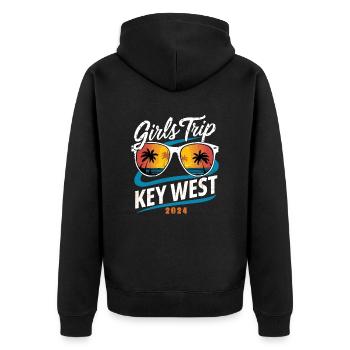 Girls Trip Key West 2024 - Unisex Premium Bio Zip Hoodie - Schwarz - Hinten - Nico (187cm)