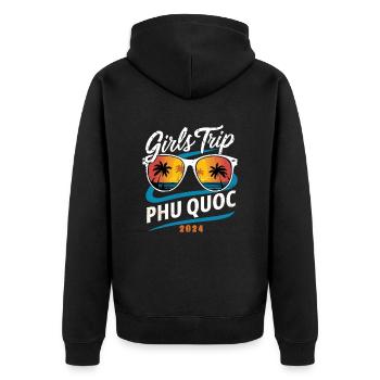Girls Trip Phu Quoc 2024 - Unisex Premium Bio Zip Hoodie - Schwarz - Hinten - Nico (187cm)