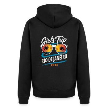 Girls Trip Rio de Janeiro 2024 - Unisex Premium Bio Zip Hoodie - Schwarz - Hinten - Nico (187cm)