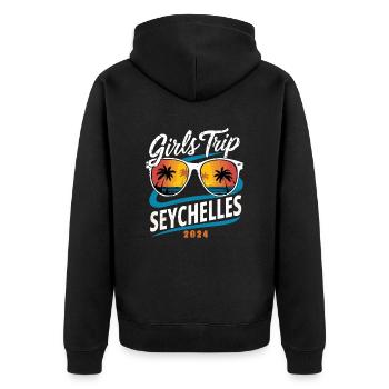 Voyage entre filles aux Seychelles 2024 - Veste à capuche bio Premium Unisexe - noir - Dos - Nico (187cm)
