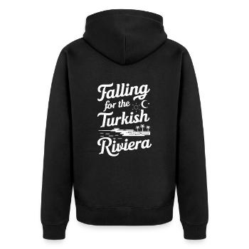 Tomber amoureux du souvenir de la Riviera turque - Veste à capuche bio Premium Unisexe - noir - Dos - Nico (187cm)