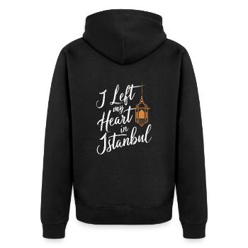 Ich Habe Mein Herz in Istanbul Gelassen Souvenir - Unisex Premium Bio Zip Hoodie - Schwarz - Hinten - Nico (187cm)
