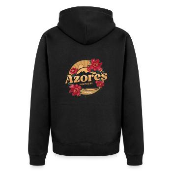 Azores Portugal Souvenir with Flowers and - Unisex Premium Organic Zip Hoodie - black - Back - Nico (187cm)