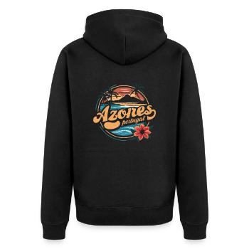 Azores Souvenir Portugal Vintage Tropical - Unisex Premium Organic Zip Hoodie - black - Back - Nico (187cm)