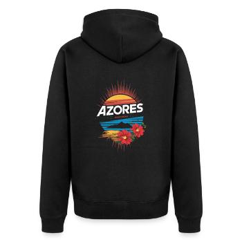 Azores Portugal Sunset Souvenir - Unisex Premium Organic Zip Hoodie - black - Back - Nico (187cm)