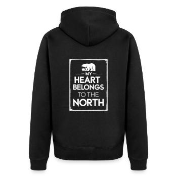Souvenir de l’Islande Mon cœur appartient au Nord - Veste à capuche bio Premium Unisexe - noir - Dos - Nico (187cm)