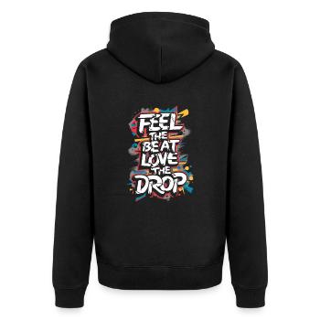 DJ - Feel The Beat Love The Drop - Unisex Premium Organic Zip Hoodie - black - Back - Nico (187cm)