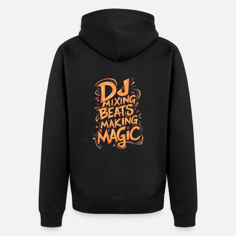 DJ Mixing Beats Making Magic - Unisex Premium Bio Zip Hoodie - Schwarz