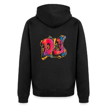DJ Graffiti Style Design Bunt - Unisex Premium Bio Zip Hoodie - Schwarz - Hinten - Nico (187cm)