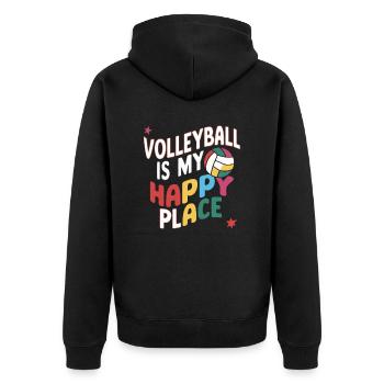 Volleyball Volleyballer Volleyball Is My Happy - Unisex Premium Bio Zip Hoodie - Schwarz - Hinten - Nico (187cm)