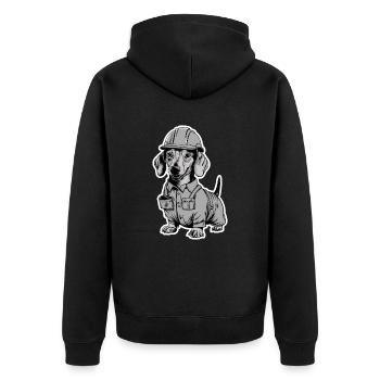 Dackel In Kostümen Handwerker Dackel - Unisex Premium Bio Zip Hoodie - Schwarz - Hinten - Nico (187cm)