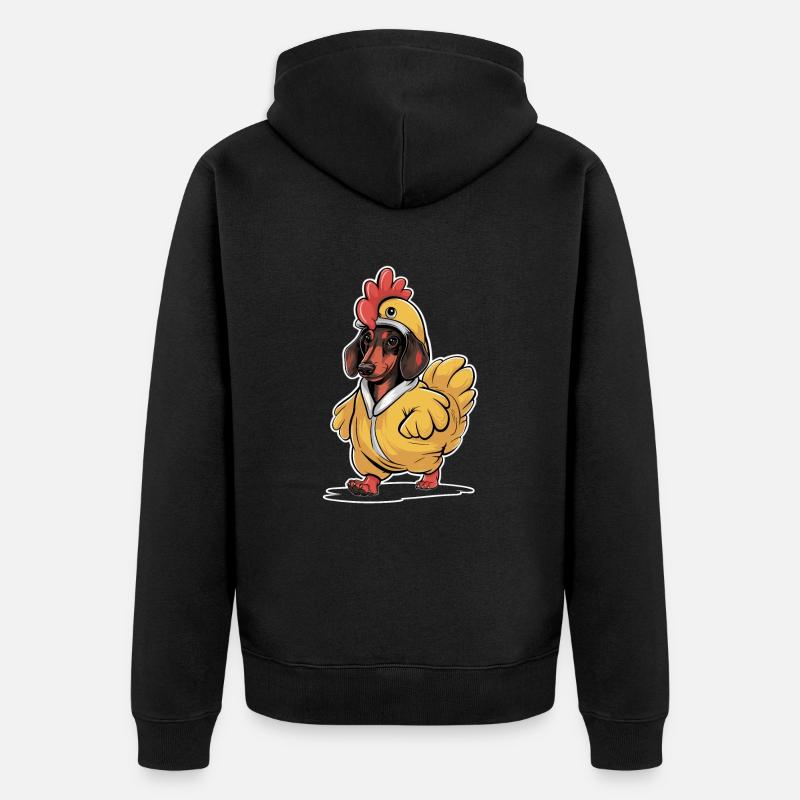 Teckel déguisé en poulet - Veste à capuche bio Premium Unisexe - noir