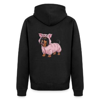 Teckel En Costumes Tenue Cochon - Veste à capuche bio Premium Unisexe - noir - Dos - Nico (187cm)