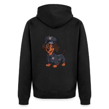 Dackel In Kostümen Polizei - Unisex Premium Bio Zip Hoodie - Schwarz - Hinten - Nico (187cm)